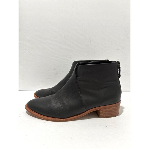 Soludos Venetian Womens Ankle Booties Black Leather size 8.5 zipper - Picture 1 of 7
